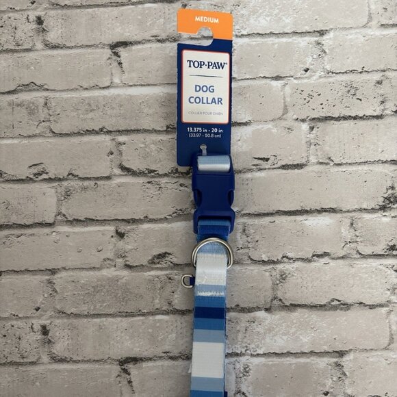 Top Paw Blue Striped Dog Collar Size M NWT - Picture 1 of 3